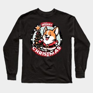 Retro Christmas Corgi Gifts For Dog Lovers Long Sleeve T-Shirt